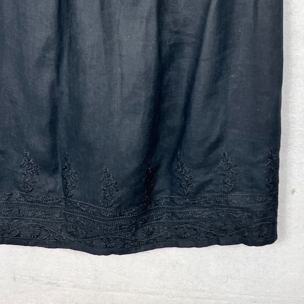 J.Jill Shift Tank Dress Women's Size XS Black 100% Linen Pleated V-Neck - Picture 6 of 15